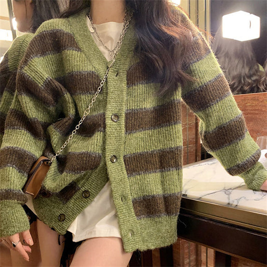 Striped Knit Cardigan for Women