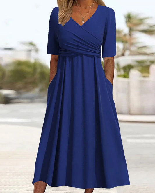 Crossover Dress With Short Sleeves for Women